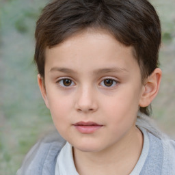 Neutral white child female with short  brown hair and brown eyes