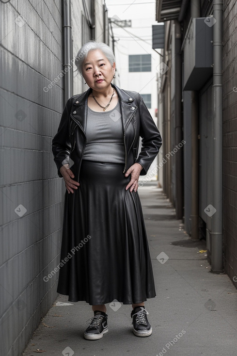 South korean elderly female with  gray hair