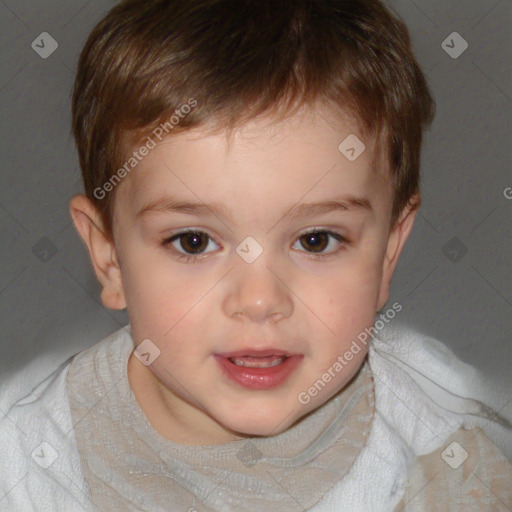 Neutral white child male with short  brown hair and brown eyes