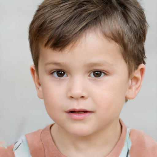 Neutral white child male with short  brown hair and brown eyes