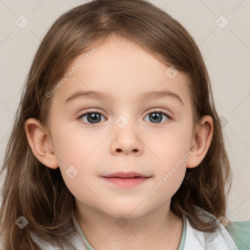 Neutral white child female with medium  brown hair and brown eyes