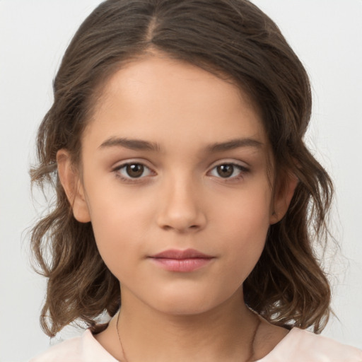 Neutral white child female with medium  brown hair and brown eyes