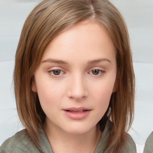 Neutral white child female with medium  brown hair and brown eyes