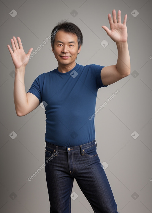 Chinese 45 years male with  brown hair