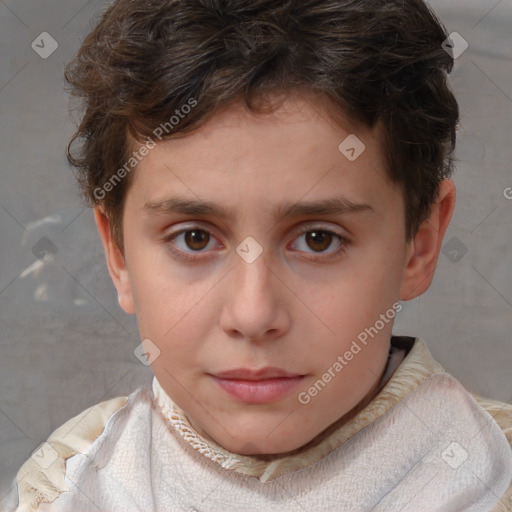 Neutral white child male with short  brown hair and brown eyes