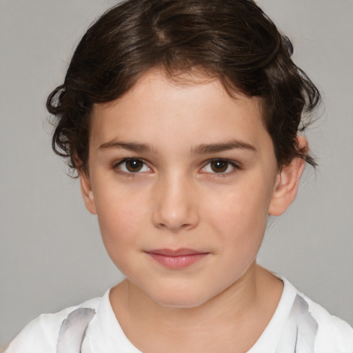 Neutral white child female with medium  brown hair and brown eyes