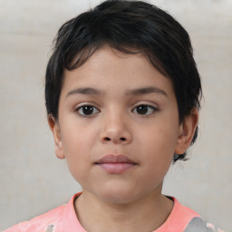 Neutral white child female with short  brown hair and brown eyes