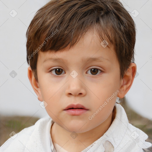 Neutral white child male with short  brown hair and brown eyes