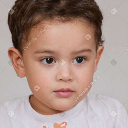 Neutral white child female with short  brown hair and brown eyes