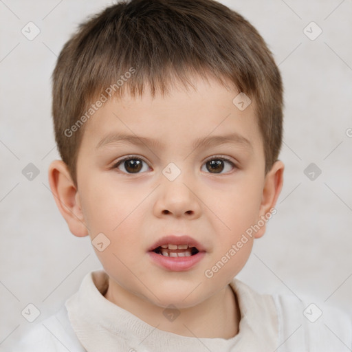 Neutral white child male with short  brown hair and brown eyes