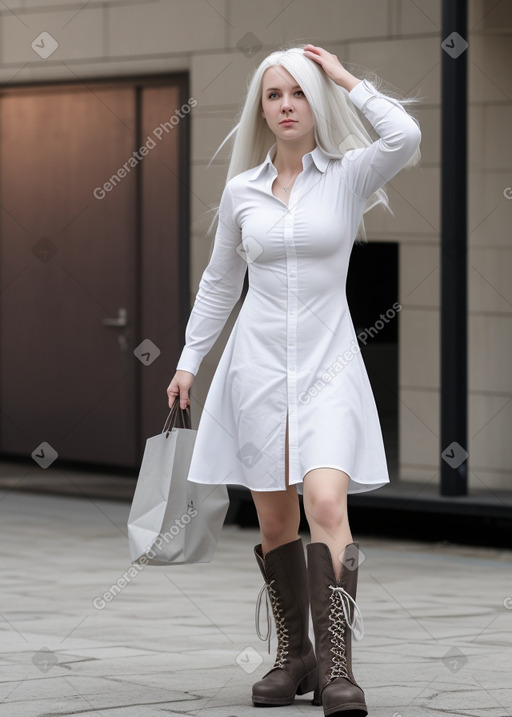 Russian adult female with  white hair