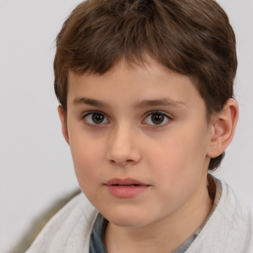 Neutral white child male with short  brown hair and brown eyes