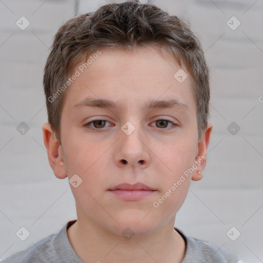 Neutral white child male with short  brown hair and brown eyes