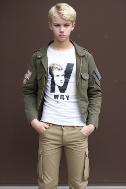 American teenager boy with  blonde hair