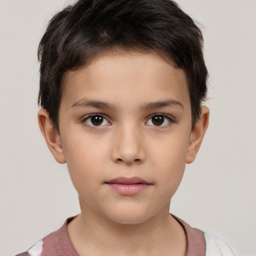 Neutral white child male with short  brown hair and brown eyes