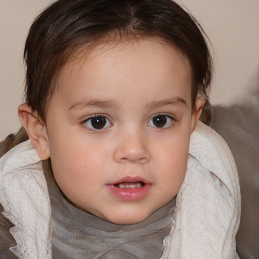 Neutral white child female with medium  brown hair and brown eyes