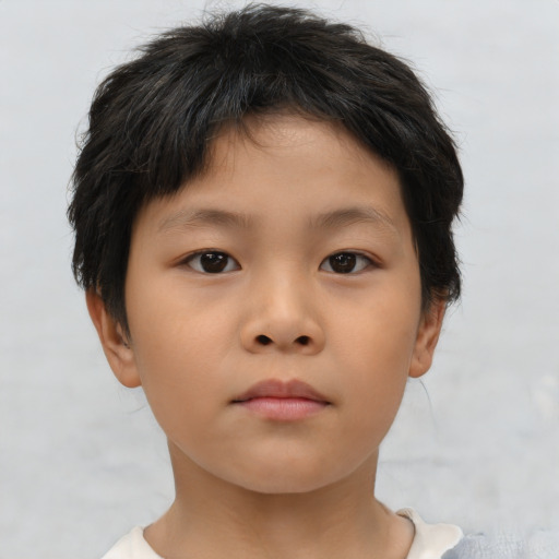 Neutral asian child female with short  brown hair and brown eyes