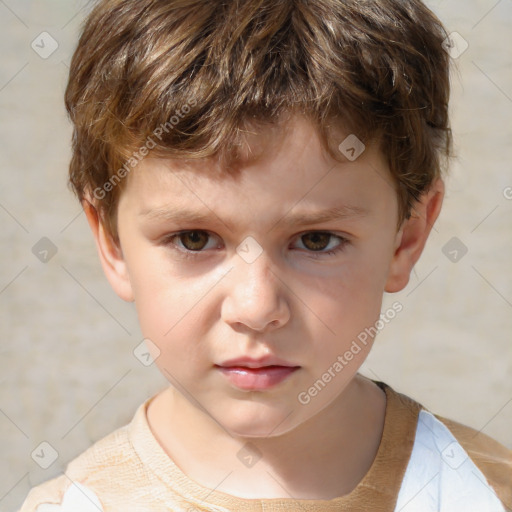 Neutral white child male with short  brown hair and brown eyes