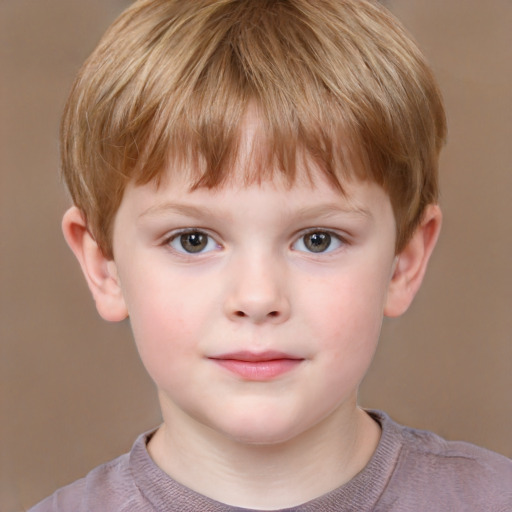 Neutral white child male with short  brown hair and grey eyes