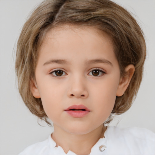 Neutral white child female with medium  brown hair and brown eyes