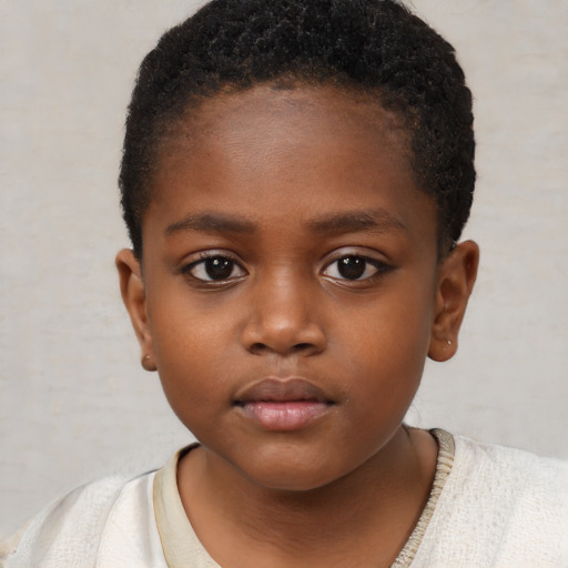 Neutral black child female with short  brown hair and brown eyes