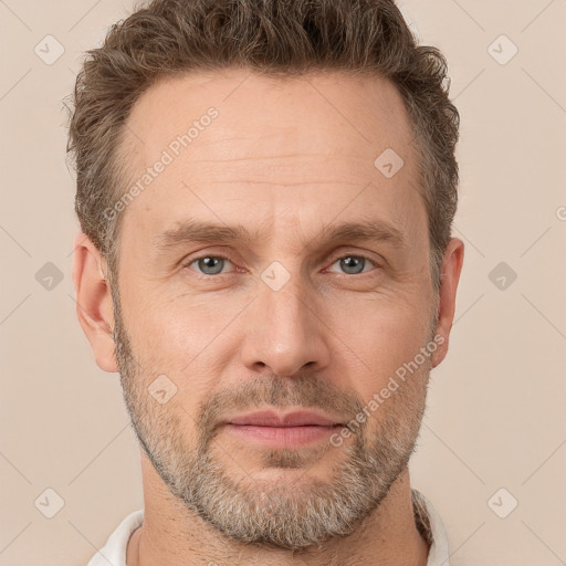 Neutral white adult male with short  brown hair and brown eyes