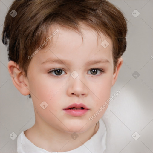 Neutral white child male with short  brown hair and brown eyes