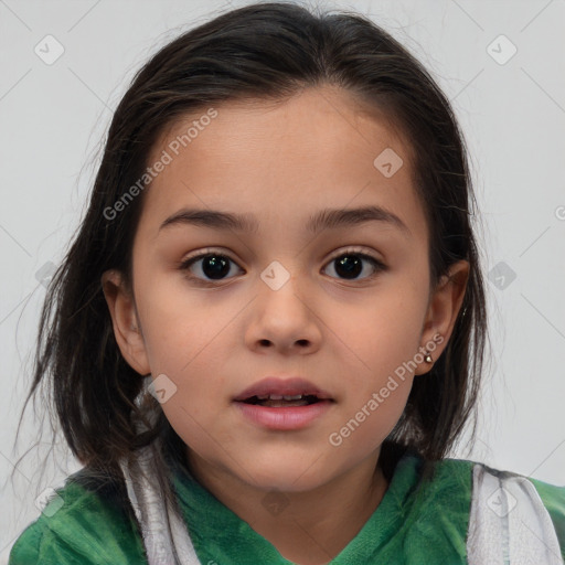 Neutral white child female with medium  brown hair and brown eyes