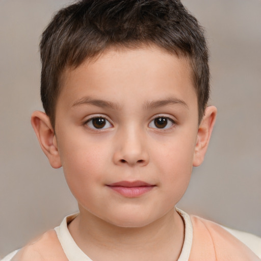 Neutral white child male with short  brown hair and brown eyes