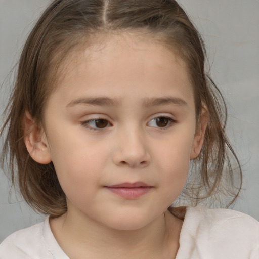 Neutral white child female with medium  brown hair and brown eyes