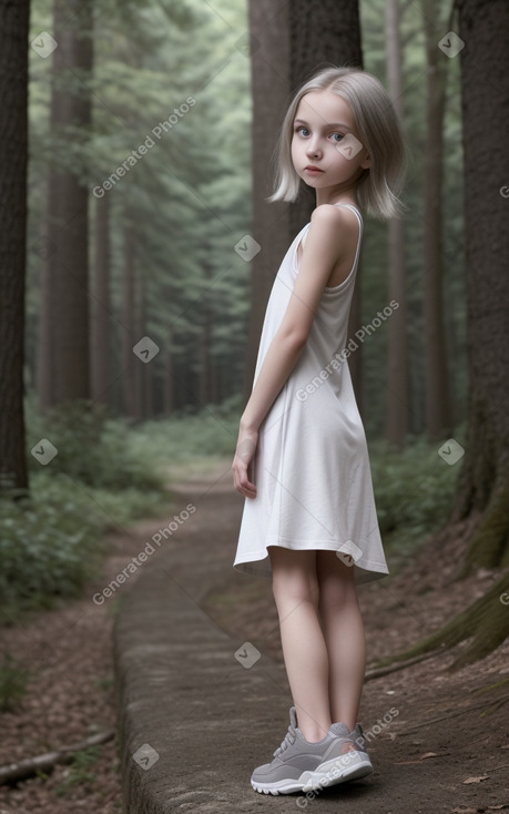 Caucasian child female with  gray hair