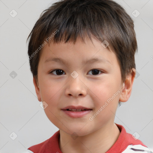 Neutral white child male with short  brown hair and brown eyes