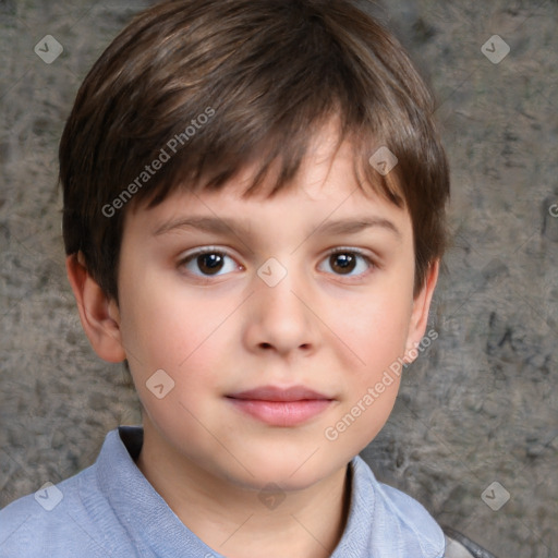 Neutral white child male with short  brown hair and brown eyes