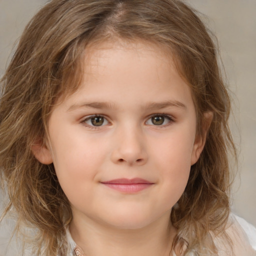 Neutral white child female with medium  brown hair and brown eyes