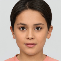 Neutral white young-adult female with short  brown hair and brown eyes