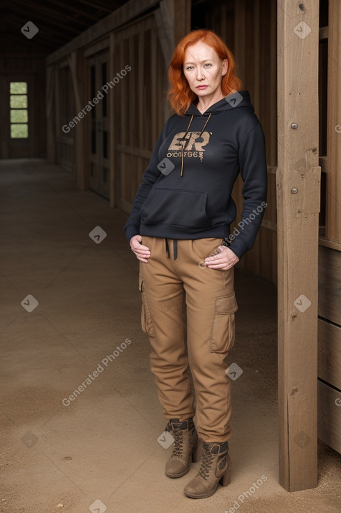 Middle-aged female with  ginger hair