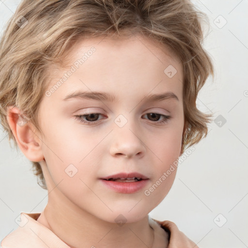 Neutral white child male with short  brown hair and brown eyes