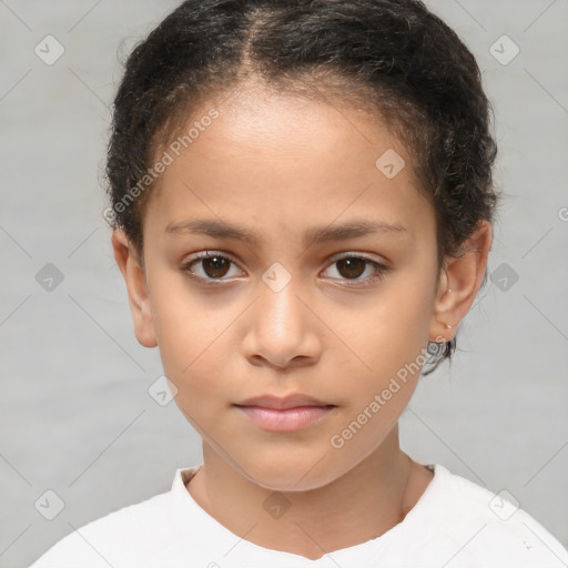 Neutral white child female with short  brown hair and brown eyes