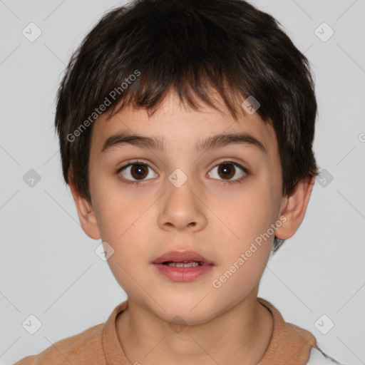 Neutral white child male with short  brown hair and brown eyes