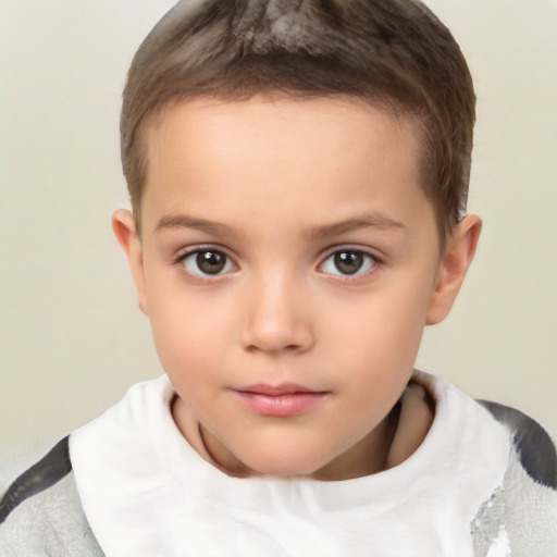 Neutral white child female with short  brown hair and brown eyes