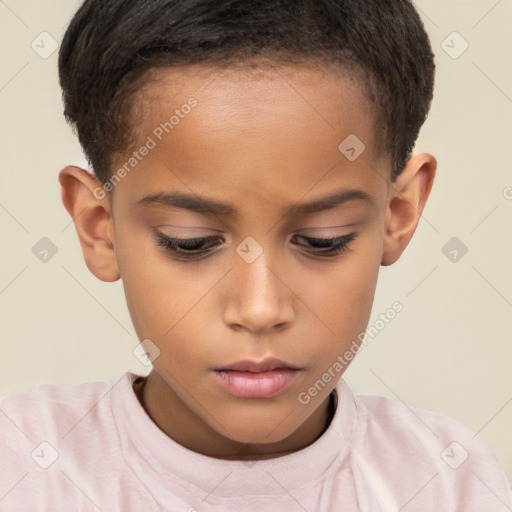 Neutral white child female with short  brown hair and brown eyes