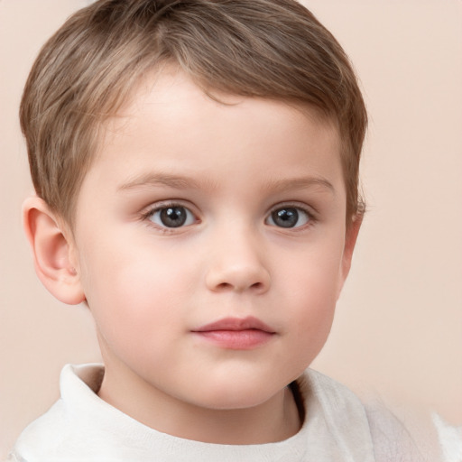 Neutral white child male with short  brown hair and brown eyes