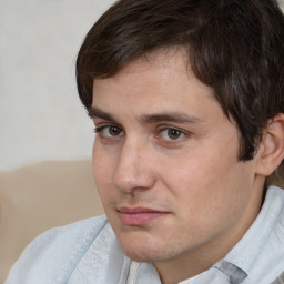 Neutral white adult male with short  brown hair and brown eyes