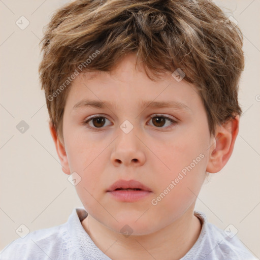 Neutral white child male with short  brown hair and brown eyes