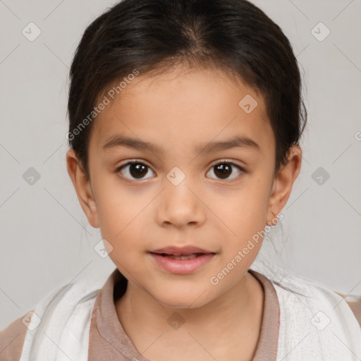 Neutral white child female with medium  brown hair and brown eyes