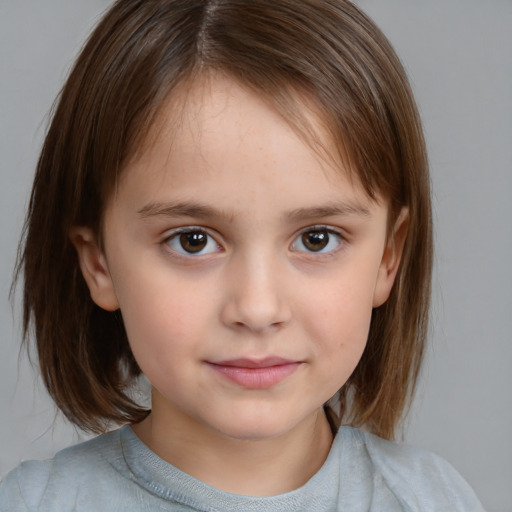 Neutral white child female with medium  brown hair and brown eyes