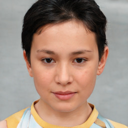 Neutral white child female with short  brown hair and brown eyes