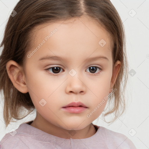 Neutral white child female with medium  brown hair and brown eyes