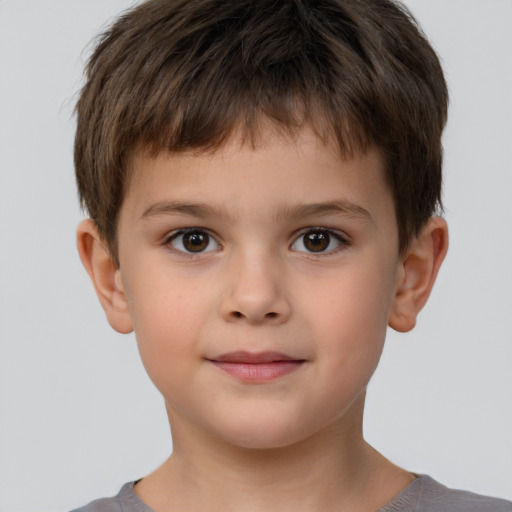 Neutral white child male with short  brown hair and brown eyes