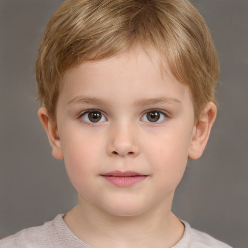 Neutral white child male with short  brown hair and brown eyes